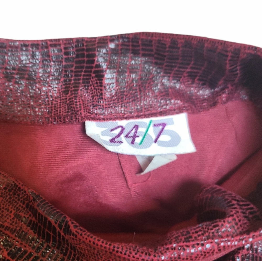 Red Python Pattern Mini Skirt - image 6